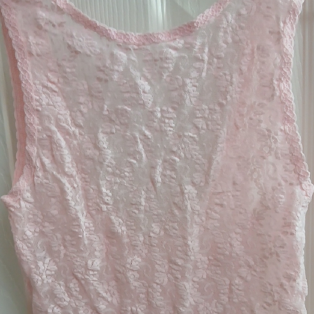 Vintage‎ Pink Floral Lace One Piece Bodysuit Size M Feminine Sheer - Picture 2 of 14